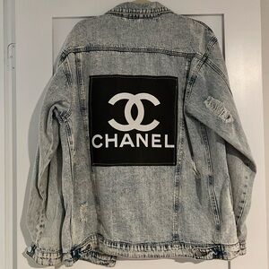 “CHANEL” Acid Wash Distressed Denim Jacket